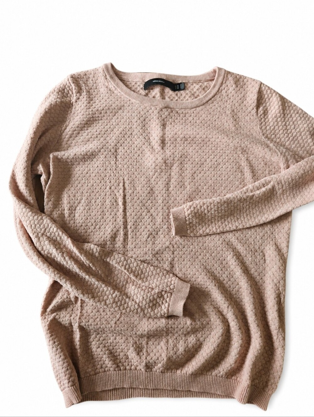 Vero Moda Blush Textured Knit Crewneck Sweater